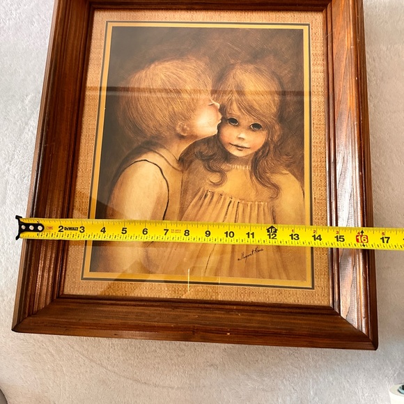 Vintage A Little Kiss Big Eyes Matted & Framed Print Picture By Margaret Kane - Picture 6 of 12